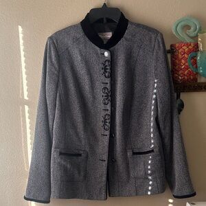 TanJay Gray Blazer with Black Trim